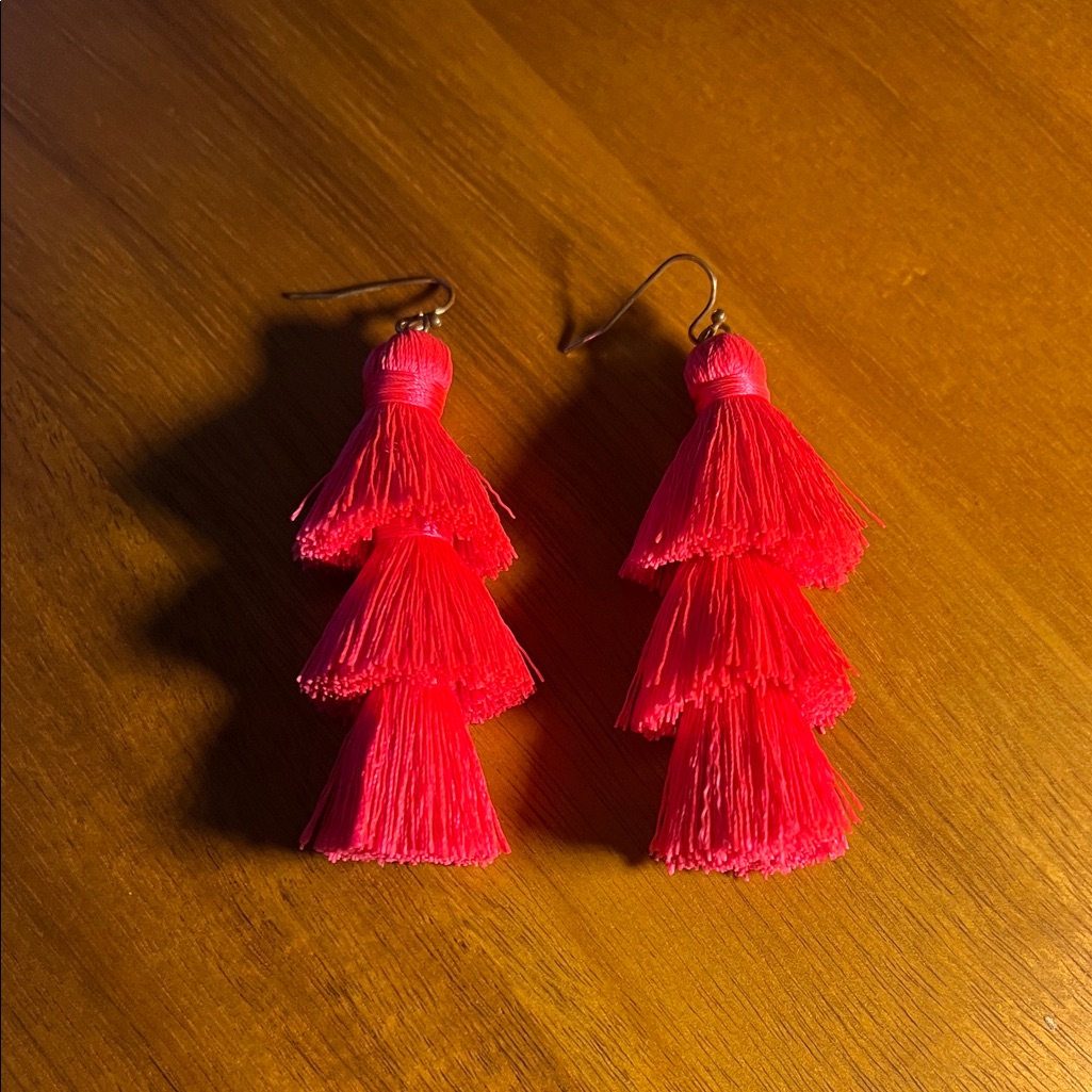 Hot Pink Tassel Earrings Add A Fun Pop Of Color To Your Fit